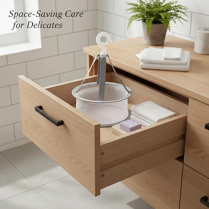 Foldable Hanging Dryer Net, Stainless Steel Mesh Rack for Flat Drying Sweaters & Delicates, Space-Saving Laundry Organizer