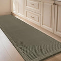 IM HOME Waffle Runner Rug Olive Green 6'x2', Boho Woven Modern Bath Mat Rugs, Absorbent Non Slip Bathroom Rugs, Soft Washable Bath Rugs with Tassels for Bathroom, Bedroom, Kitchen, Shower, Tub