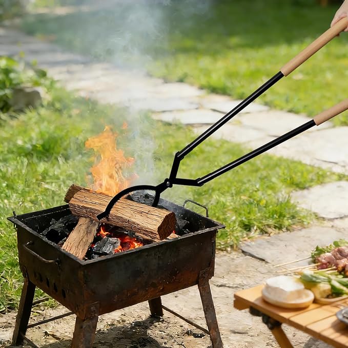 42 Inch Detachable Fire Tongs and Poker Set with Carrying Bag | Heavy Duty Fire Pit Tools, Log Grabber for Indoor Outdoor Use, Perfect for Fireplace, Fire Pit, Campfire, Wood Burning Stove