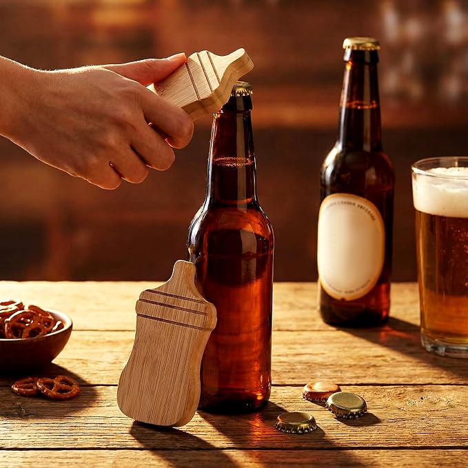 Vesici 24 Pcs Magnetic Wood Bottle Opener 2.5" DIY Bamboo Baby Bottle Shape Beer Opener Baby Shower Favors Wooden Beer Openers Fridge Refrigerator Magnet Gift for Guests Wedding Party Souvenirs