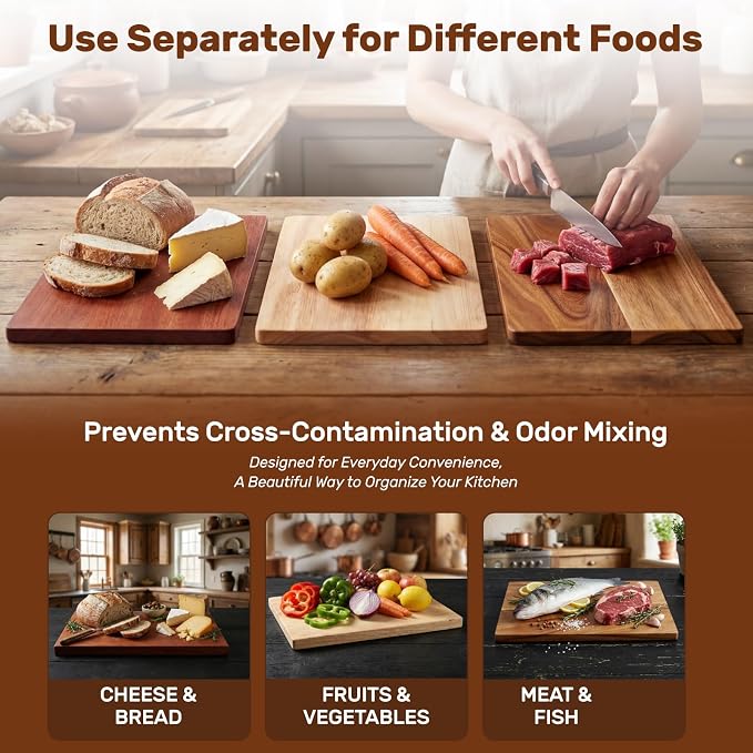 Book Cutting Board Set with Wood Stand, Wooden Cutting Boards for Kitchen,Knife Friendly Decorative Board that Look Like Books, Easy to Store & Clean,Unique Gift for Book Lovers & Home Cooks