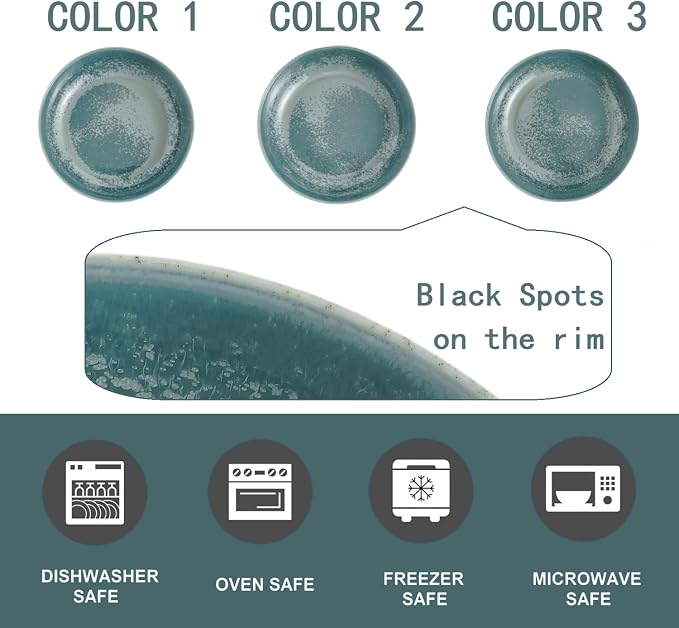 30oz Ceramic bowls set of 4-8" serving bowls for Kitchen,Pasta,Salad-Dishwasher & Microwave Safe Perfect for Housewarming, Thanksgiving, Christmas-Teal Green