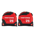 CRAFTSMAN PRO Reach 25 ft Tape Measure, 2 Pack, 14 Ft Reach, Easy to Read Extra Wide Blade (CMHT37265S)