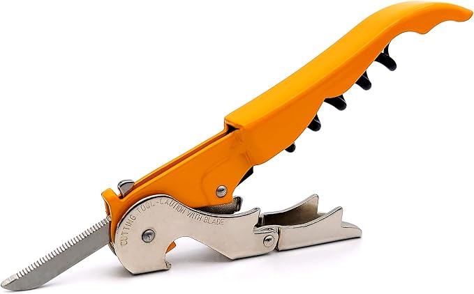 Pulltap's Genuine Slider 900 Waiter's Corkscrew – Double-Hinged Wine Key with Sliding Foil Cutter – Patented Design – Made in Spain – Amarillo (Yellow)