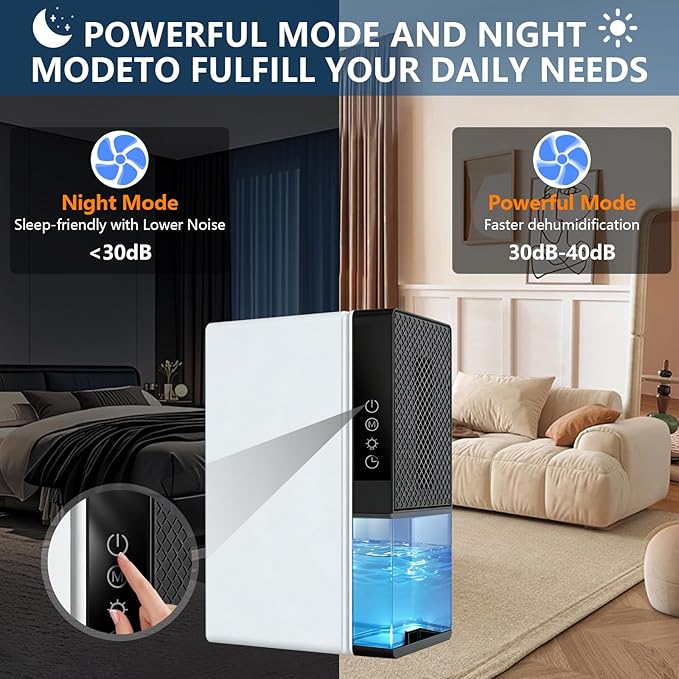 Dehumidifier, 95OZ Dehumidifier for Home 1000 Sq.Ft - Quiet with Auto Shut Off & Relaxing 7 Color Ambient Light,Ideal for Livingroom,Bedroom,Basement,RV,Closet