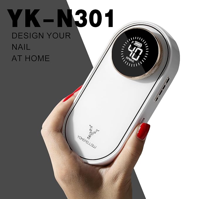 YOKE FELLOW Nail Drill Machine - 4000RPM Nail Drills for Acrylic Nails Professional with 12 Drill Bits for Electric Nail File Manicure Pedicure Home Use (White)
