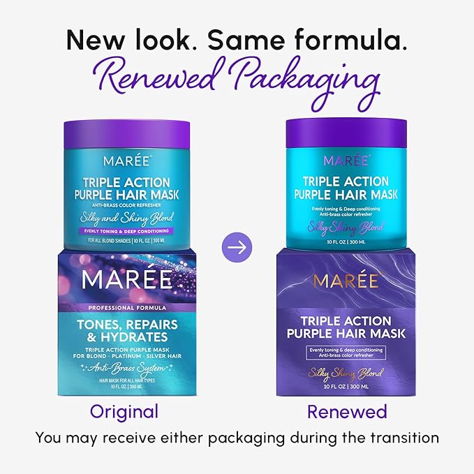 MAREE Deep Conditioning Hair Mask for Damaged Hair Treatment 2 Pack – Keratin Hair Care for Hydrating Growth Repair Moisturizing – Dry Curly Color Refreshing – 10 Fl Oz, Purple