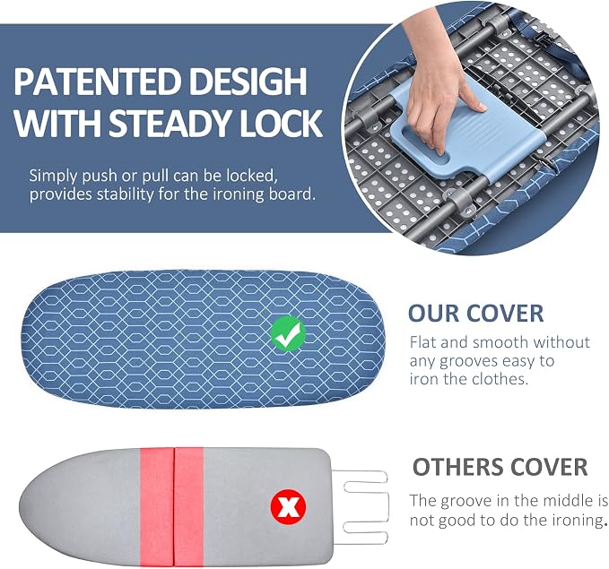 APEXCHASER Foldable Ironing Board, Tabletop Small Iron Board with Heat Resistant Covers, Portable Folding Mini Iron Table with Non-Slip Feet for Home, Laundry Rooms, Dorms, Travel Use, Blue