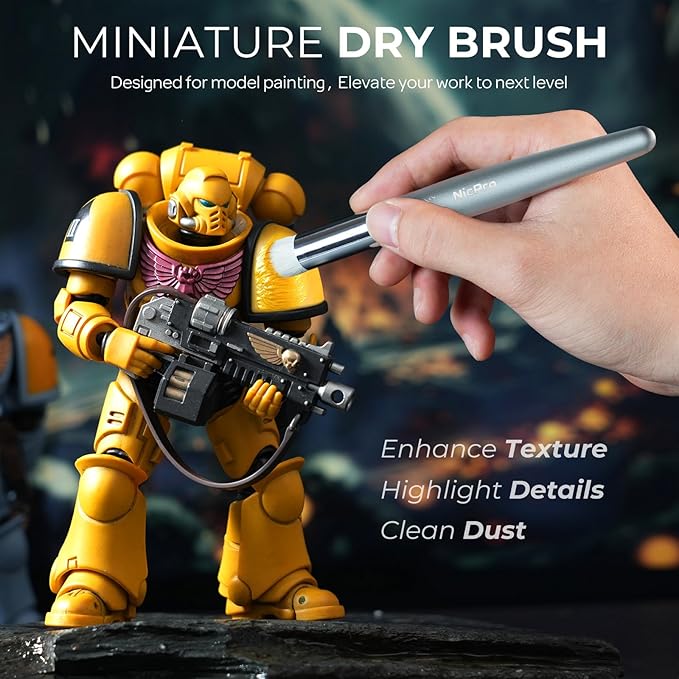 Nicpro Miniature Paint Brushes Dry Brush - 20PCS Model Paint Brush Set with Nylon Case for Acrylic, Oil, Watercolor, Detail Paint Brush Drybrush for Model, Miniature Painting, Paint by Numbers