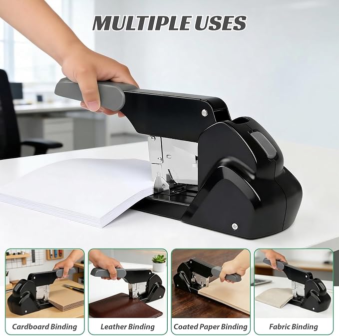 AFMAT Heavy Duty Stapler, 210 Sheet Effortless Stapler for Desk, 60% Reduced Effort, Jam Free, 50,000+ Uses, Adjustable Paper Depth, Metal Office Desktop Staplers, Includes 7000Pcs Staples, ES15