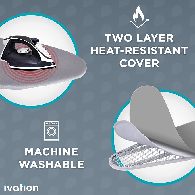 Ivation Wall-Mounted Swivel Ironing Board Cabinet, Foldable Ironing Storage Station for Home, Apartment, Easy-Release Lever, Garment Hooks, White