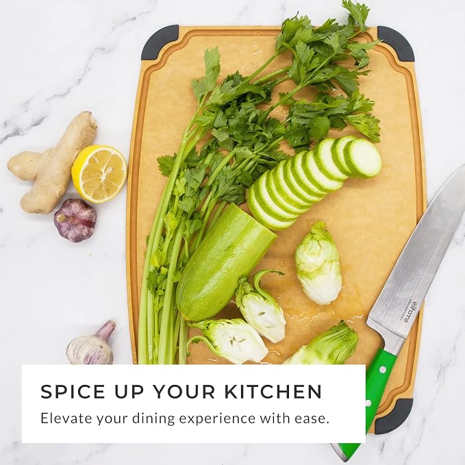 Essential Series 4-in1 Cutting Board Set for Kitchen, Dishwasher Safe, Non-slip Feet, Juice Groove, BPA Free, Reversible, 4 pieces Cutting Board Set