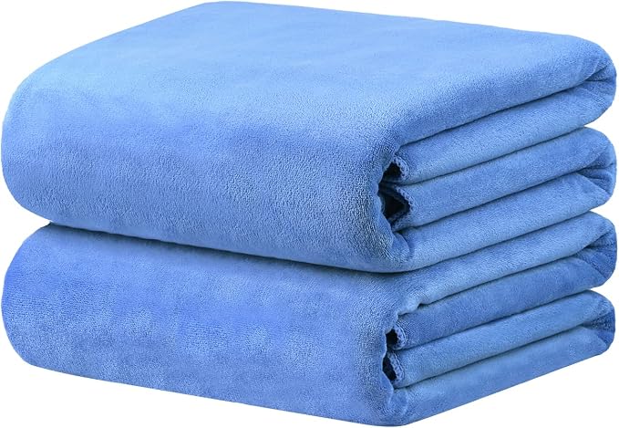 JML Extra Large Bath Sheet Towels, 40" x 80", Blue, Pack of 2 | Microfiber, Hanging Loop, Super Absorbent, Fast Drying, for Sauna Sports Fitness Yoga