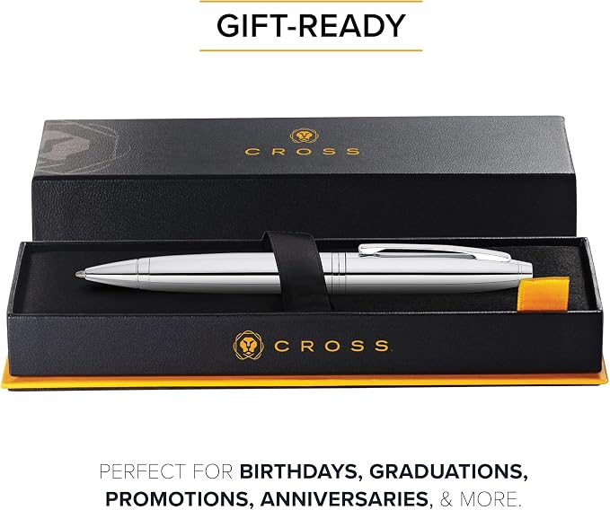 Cross Calais Polished Chrome Ballpoint Pen - High-End Pen for Everyday Use - Professional Desk Essential - Smooth Writing - Durable Construction - Black Ink - Gift Box Included