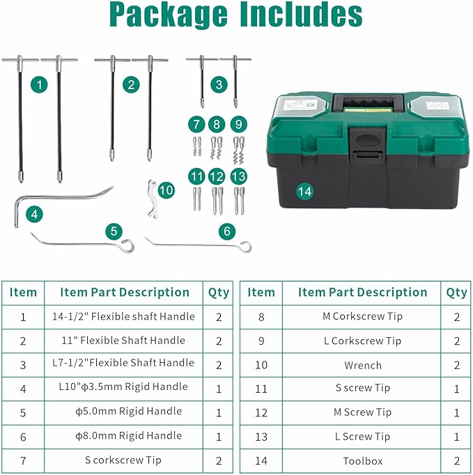 23-Piece Gland Packing Removal Tool Kit with Toolbox | Stainless Steel Extractor Set with Flexible Shaft & Corkscrew Hooks | for Pump, Valve & Industrial Seal Maintenance