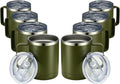 MEWAY 12oz Coffee Mug With Handle 8 Pack Bulk,Stainless Steel Insulated Travel Tumblers With Sliding Lid,Double Wall Vacuum Camping Cup for Hot & Cold Drinks Tea (Army Green,Set of 8)