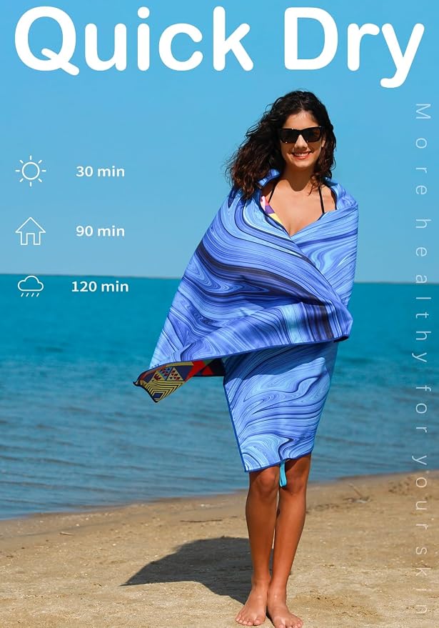 Widdonen Microfiber Beach Towel,Compact 71x32 Inch,Lightweight | Extra Large,Sand Free,Thin,Absorbent,Quick Dry for Camping,Hiking,Swim,Pool,Bath,Picnic,Gym,Cruise Essentials,Adult Gifts