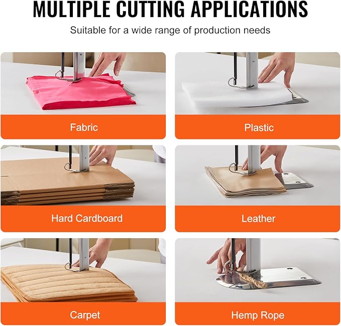 VEVOR Fabric Cutter, 750W High-Speed Straight Knife Cloth Cutting Machine, 9.8" Alloy Steel Blade, Industrial Fabric Cutting Machine with Automatic Knife Sharpen, for Multilayer Fabric Leather Cloth