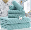 VOOVA & MOVAS 6PC Towel Set, 100% Cotton, Aqua Teal | 2 Bath 30x56 In, 2 Hand 18x28 In, 2 Washcloths 13x13 In, Thick, Soft, Quick Dry, Luxury Shower Towel Set