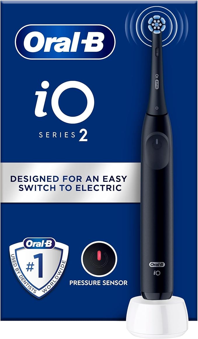 Oral-B iO 2 Electric Toothbrush Black Adult 3 Cleaning Modes Gentle Gums Soft Brush Accessories Replacement Brush Charger