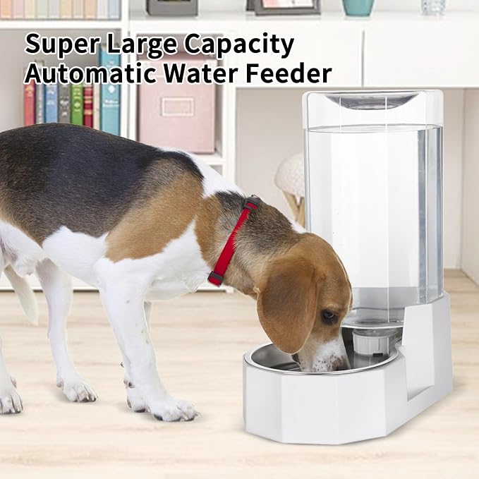 Sfozstra 8L Gravity Dog Water Dispenser:Stainless Steel Bowl | No Filter Maintenance/ Non-Slip Base/Easy-Clean/for Living Room & Bedroom/Multi-Pet Friendly