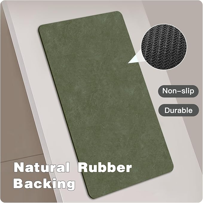 TYUU Bathroom Mat Quick Dry, Bathroom Rugs Non Slip Washable Thin Absorbent Bath Mat Fits Under Door Bathroom Floor Mat Perfect for Bath, Shower, or Sink 24"x36" Sage Green