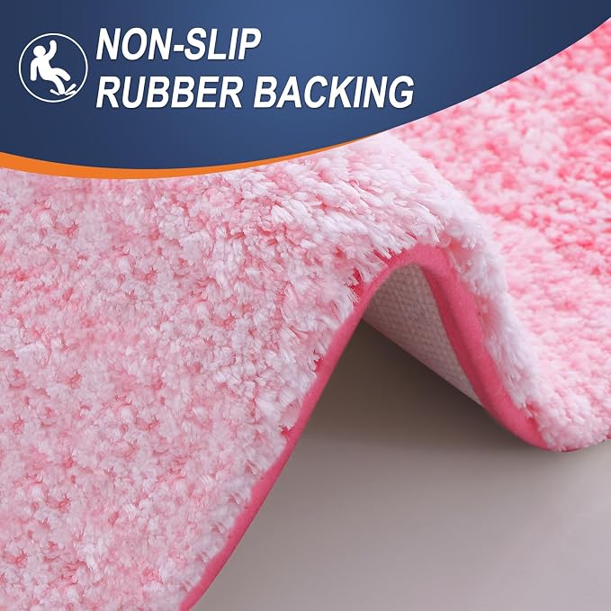 OLANLY Large Bathroom Rugs Mat 54x24, Extra Soft Absorbent Microfiber Bath Rugs, Rubber Backing, Quick Dry, Machine Washable Bath Mats for Bathroom Floor, Tub and Shower, Home Decor Accessories, Pink