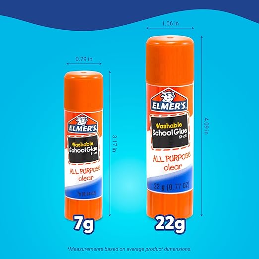 Elmer's All Purpose School Glue Sticks, Acid-Free and Washable, Clear, 7 Grams,Craft Projects, Poster, Classroom Supplies, #1 Teacher Brand, 30 Count (Pack of 12)