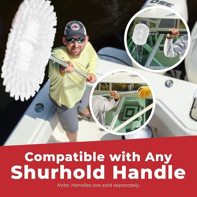Shurhold Classic Deck Brush – Boat Cleaning Brush with Wood Block, Rubber Bumper & Durable Bristle Design