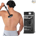 OmniShaver Ergonomic Maintenance Back Shaving Kit - Extendable Handle with Dual Shave Heads for Easy Reach - Includes Lotion Spreader - Self-Cleaning & Self-Stropping - Maintenance Back Shaver for Men
