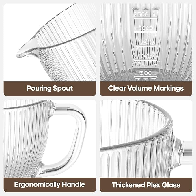 GVODE Glass Mixing Bowl for KitchenAid Stand Mixer, 5 Qt Handle Pour Spout | Fits 4.5-5 Qt Tilt-Head Mixers with Clear Glass, Handle, Pour Spout and Measurement Marks for Mixing, Measuring and Pouring