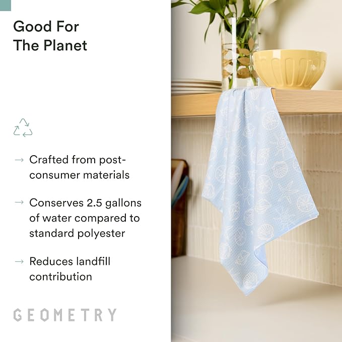 GEOMETRY Tea Towels – Spring & Summer Collection – Quick-Dry, Ultra-Absorbent, Reusable Microfiber Kitchen Towels for Drying & Cleaning - Lobster Bay - 2 Pack