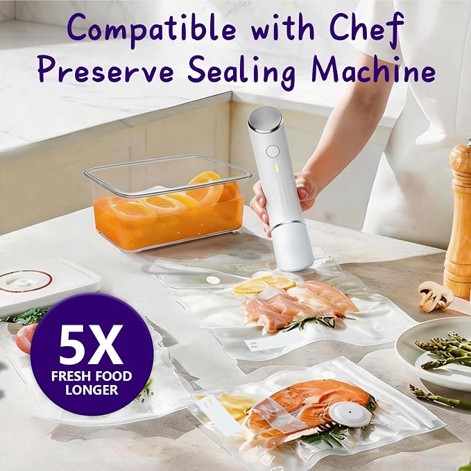 30-Pack XL Large Vacuum Sealer Bags & 2 Bonus Sealing Clips, Compatible with Chef Preserve – BPA-Free (12 x 20 in) Reusable Food Storage Bags for Freezer, Microwave, Sous Vide – Leak-Proof