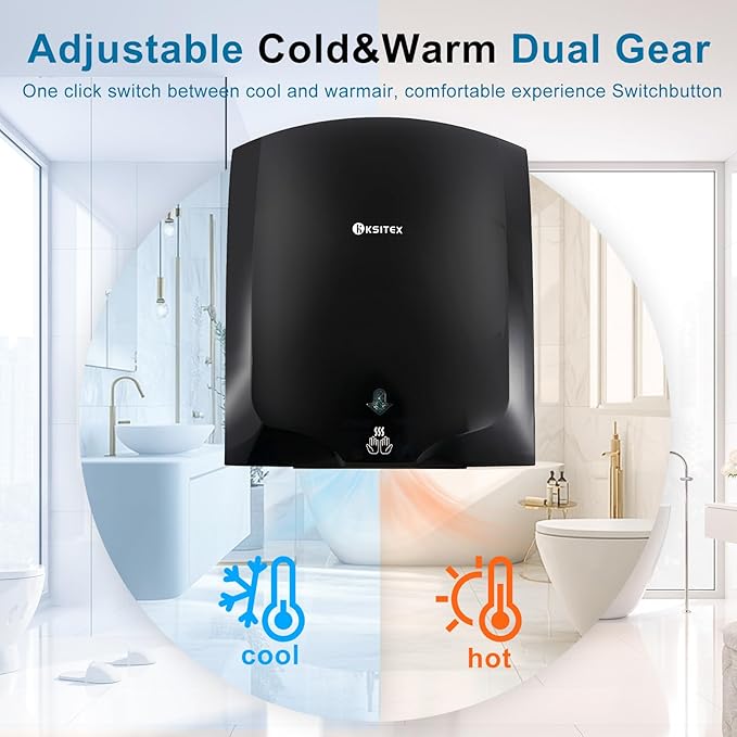 Commercial Hand Dryer Wall Mounted 2PCS, 1600 W Electric Hand Dryer for Bathroom, Automatic High Speed Warm Wind Hand Blower, 110V Plug in, 10s-15s Second Dry, for Industry Business Restrooms