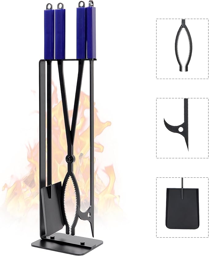 28" Firewood Tongs Log Grabber for Thick Logs Outdoor Indoor Camfire Firepit Bonfire Fireplace Tongs Heavy Duty Wrought Rustproof Safely Moves Firewood