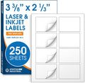 2 1/3" X 3 3/8" Matte White Printable Labels (250 Sheets, 2000 Stickers) Name Tag Stickers, Address and Shipping Labels for Laser & Inkjet Printers - Spartan Industrial Template R013