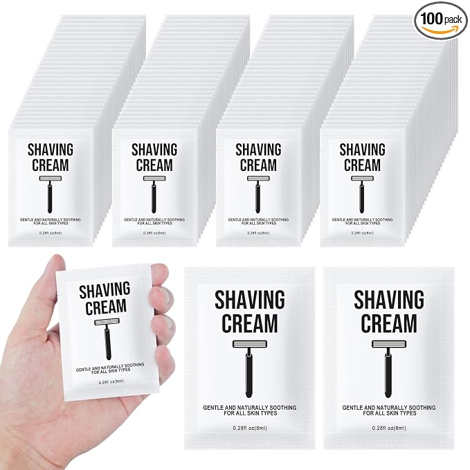 Travel Shaving Cream Bulk for Men 8ml/0.28fl oz,Disposable Shaving Cream in Bulk Individual Travel Shave Cream for Hotel Homeless Charity Home Nursing(Unscented,Pack of 100)