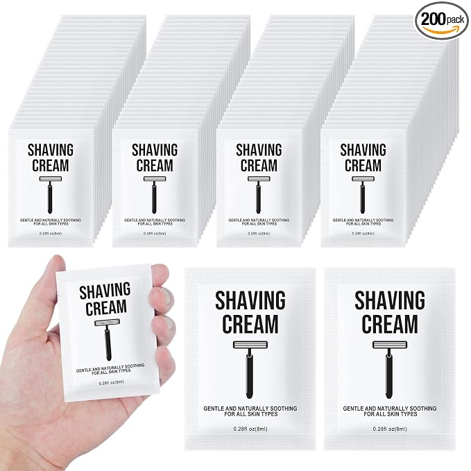 Travel Shaving Cream Bulk for Men 8ml/0.28fl oz,Disposable Shaving Cream in Bulk Individual Travel Shave Cream for Hotel Homeless Charity Home Nursing(Unscented,Pack of 200)