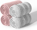 JOYMOOP Microfiber Replacement Pads for 13" Flat Mop System, Reusable Mop Refills, 4-Pack, Stripe and Pink