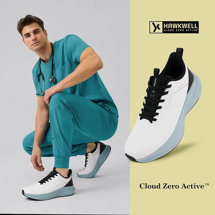 Hawkwell Men's Cloud Zero Active WaterShell Nursing Shoes Water Resistant Lightweight Non Slip Medical Work Sneakers