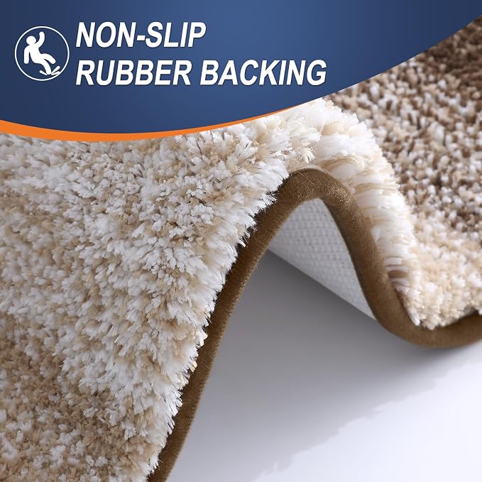OLANLY Large Bathroom Rugs Mat 50x30, Extra Soft Absorbent Microfiber Bath Rugs, Rubber Backing, Quick Dry, Washable Bath Mats for Bathroom Floor, Tub and Shower, Home Decor Accessories, Light Brown