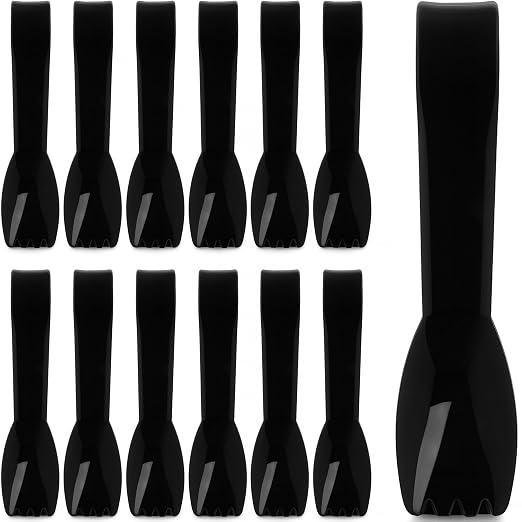 Carlisle FoodService Products Carly Tongs, Plastic Serving Tongs, for Kitchens, Restaurants, and Catering, Acetal, 6.44 Inches, Black