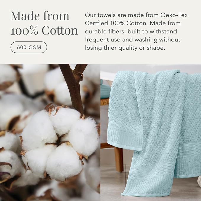 NY Loft 100% Cotton 2-Pack Oversized Bath Towel Set | Seafoam | Quick-Dry | Two Oversized 35" x 70" Bath Towels / Bath Sheets | Super Absorbent | Designer-Styled Texture