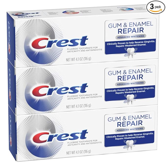 Crest Gum & Enamel Repair Toothpaste, Advanced Whitening, 4.1oz (Pack of 3) ( Packaging May Vary ) | 4.1oz (Pack of 3) ( Packaging May Vary )