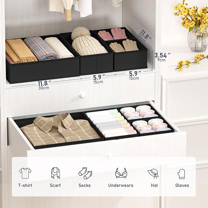 DIMJ Drawer Organizer Clothes 30 Pack - Foldable Baby Organizers and Storage Dresser Organizer for Bedroom, Closet Nursery Organization Dresser Dividers for underwear, Sock, Bra, Belt, Tie