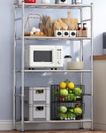 Sakugi Storage Shelves - 4 Tier Shelf Organizer, Heavy Duty Garage Shelving Unit with Leveling Feet, Stable Metal Shelves Organizer for Pantry, Kitchen and Closet, 33.0" W x 12.6" D x 57.2" H, Silver