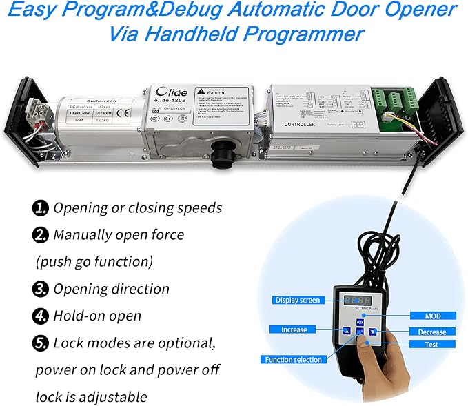 Automatic ADA Swing Door Opener Operator 120B with 2PCS Stainless Steel Wired Handicap Push Switch+1PCS Fail Security 550LBS Electric Lock+1PCS Wired Motion Safety Sensor