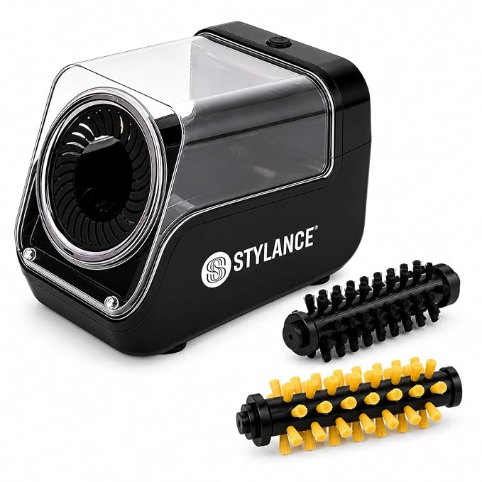 Mini Electric Hair Brush Cleaner for Barbers, Automatic Brush Cleaning Machine with Soft and Hard Bristle Rollers for Hair Brushes, Round Brushes, Clippers, Salon Tools and Home Use