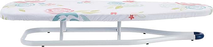 Amazon Basics Foldable Space Saving Ironing Board Tabletop with Non-Slip Feet, 77x29 cm, White, Floral