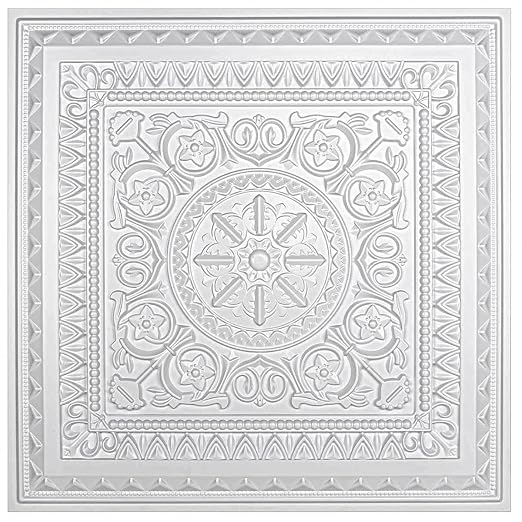 Art3d Drop Ceiling Tiles, Glue up Ceiling Tiles, 2'x2' Plastic Sheet in White (12-Pack, 48 Sq.ft)